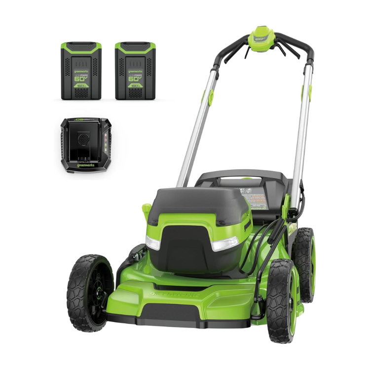 Greenworks 21in 60V Lithium-Ion Self-Propelled Lawn Mower Dual-Blade System with (2) 5.0Ah Batteries &amp;amp; Rapid Charger