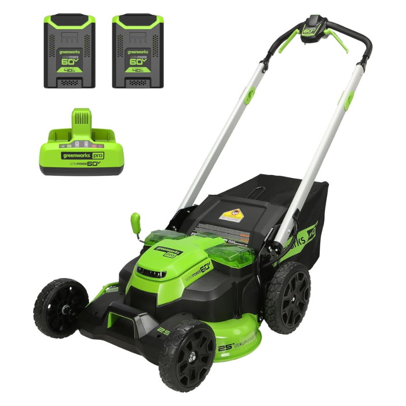 Greenworks 25in 60V Lithium-Ion Self-Propelled Lawn Mower Dual Battery System with (2) 4.0Ah Batteries &amp;amp; Fast Charger