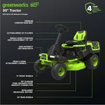 Greenworks 60V 30” CrossoverT Riding Lawn Tractor with 8.0 Ah - View 3