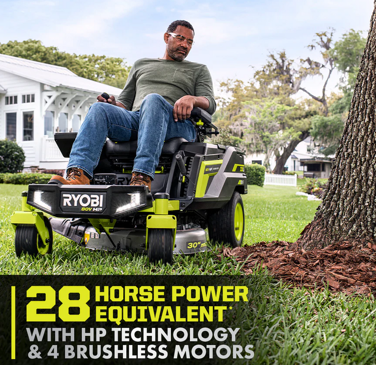 RYOBI 80V HP Brushless 30 in. Battery Electric Cordless Zero Turn Mower with 80V 10 Ah Batteries - View 2